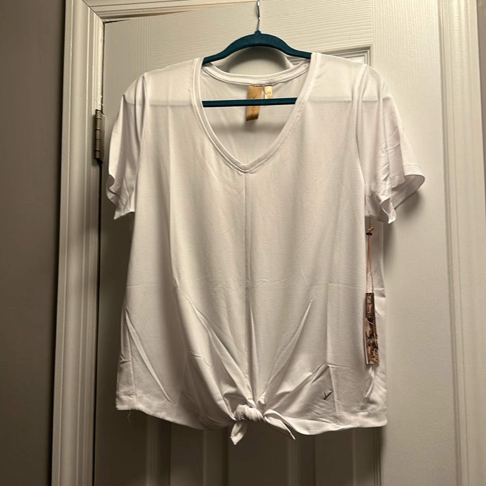 Brand New Indyeva White Diporto T shirt with knot Size Large Color Daisy